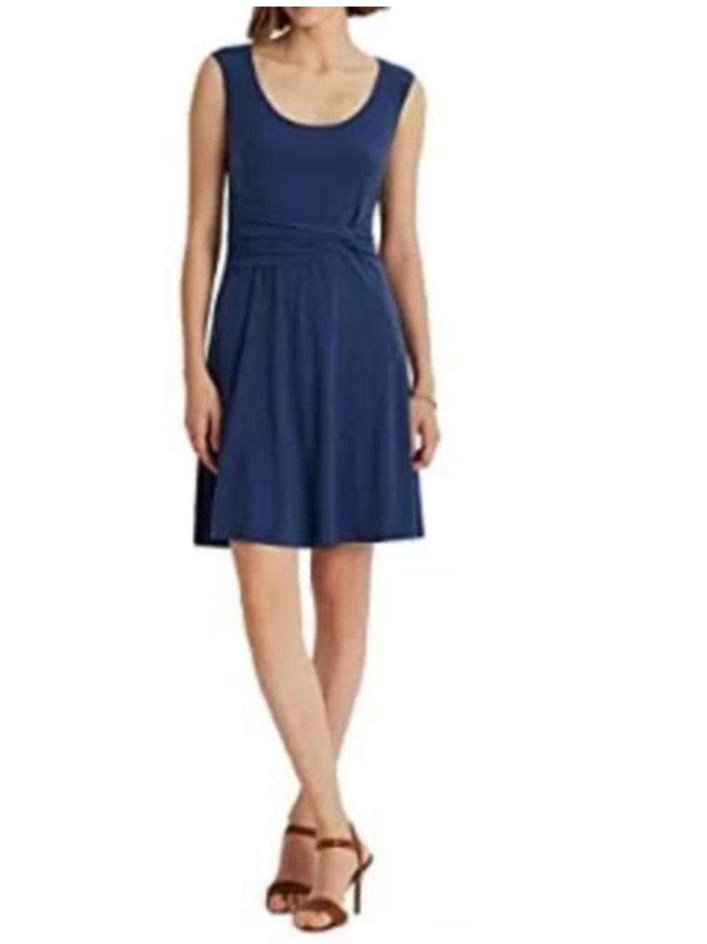 Lauren Ralph Lauren Navy Scoop Neck Sleeveless A-Line Dress Size 8 New